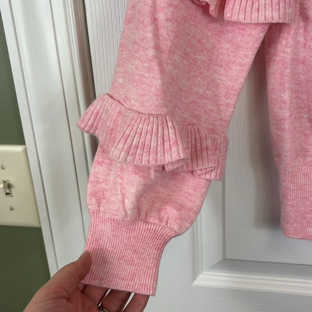 NWT J. Crew pink wool blend ruffled sleeve sweater sz xs